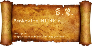 Benkovits Milán névjegykártya