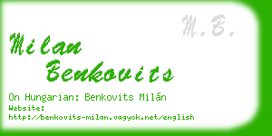 milan benkovits business card